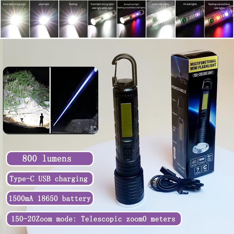 Суперяркий светодиодный фонарик Суперяркий USB-фонарик Телескопический с зумом Кемпинговый фонарь Фонарик Рабочий свет Аварийное освещение