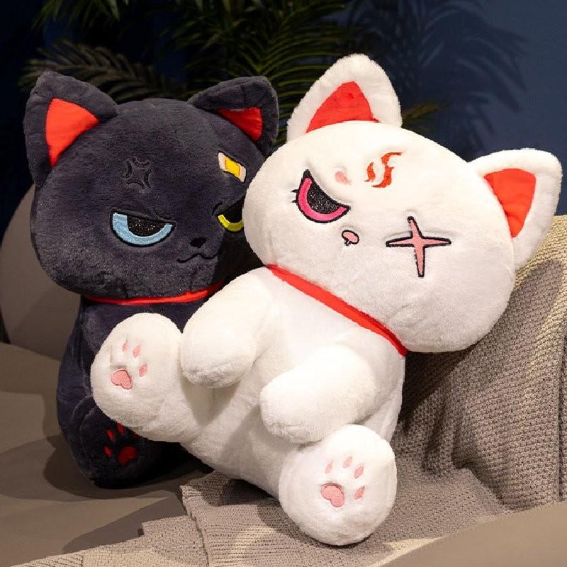 Cute Dark Pirate Cat Plush Toy Cozy Stuffed Animal Pillow For Relaxation And Sleep