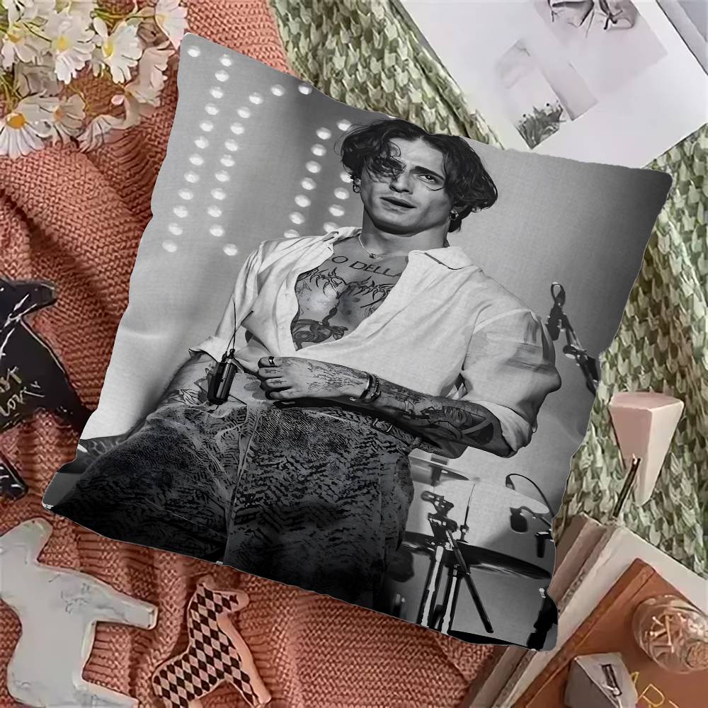 M-Maneskin D-Damiano David Band Personalized picture text home decorative pillows Household Gifts 45x45cm