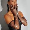 Party Dress Fishnet Gloves Glitter Rhinestone Performance Gloves New Long Mittens Party