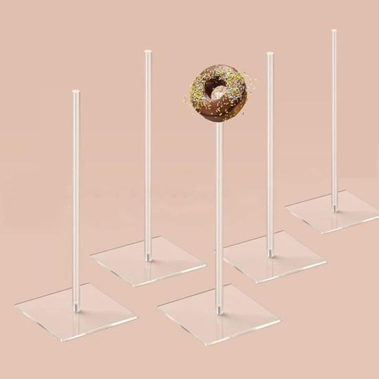 5 шт. подставка для пончиков, прозрачная стабильная основа, пищевой держатель для бубликов, день рождения, свадьба, ребенок