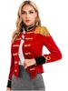 Womens Circus Ringmaster Costume Halloween Cosplay Stand Collar Fringed Shoulder Board Velvet Jacket