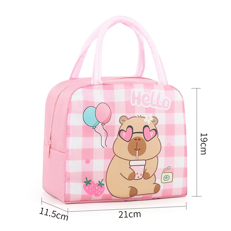 Cartoon Capybara Lunch Bag Insulated Food Container Portable Thermal Bento Box Bag Multifunctional Kids School Picnic Food Pouch