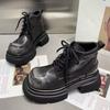 Ботильоны на плоской подошве на платформе, женские повседневные туфли на высоком каблуке, зимние модные кроссовки 2025 года, трендовые готические ботинки для ходьбы на шнуровке, женские ботинки