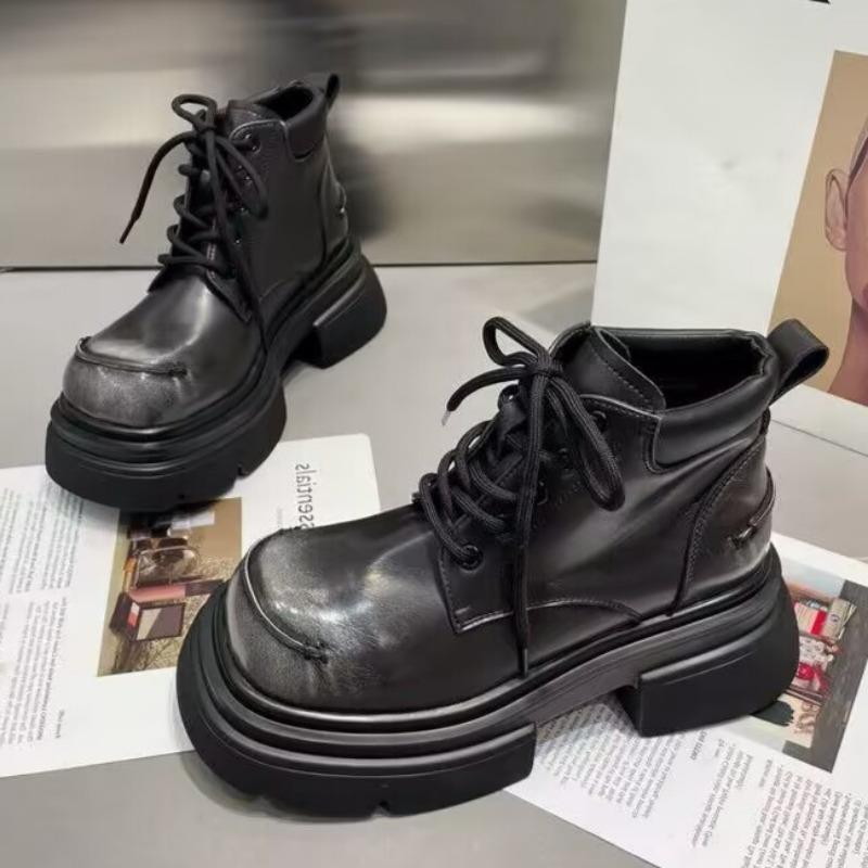 Ботильоны на плоской подошве на платформе, женские повседневные туфли на высоком каблуке, зимние модные кроссовки 2025 года, трендовые готические ботинки для ходьбы на шнуровке, женские ботинки