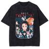 Anime Demon Slayer Tokitou Muichirou Graphic Washed Tee Men Casual Loose Tshirts Manga Cotton T Shirt Harajuku Male T-shirt