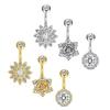3шт женщин горный хрусталь цветок кольца живота набор пирсинг пупка