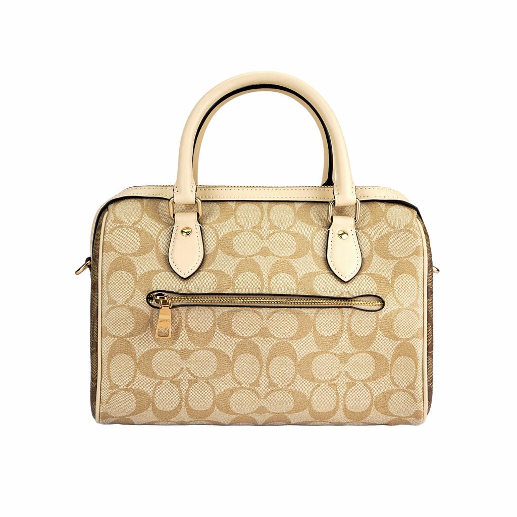 Coach Роуэн 25 Классическая Монограмма Застежка-молния Покрытый холст и кожа Сумка-бостон Женские сумки Коричневый CH486-IMOT4