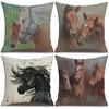HOHO Realistic Horse Print Cotton Linen Square Cushion Cover Home Decor Pillow Case
