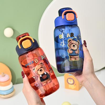 Пластиковая детская чашка для воды с героями мультфильмов и соломой, студенческий летний чайник, уличный портативный и милый красивый пластиковый стаканчик