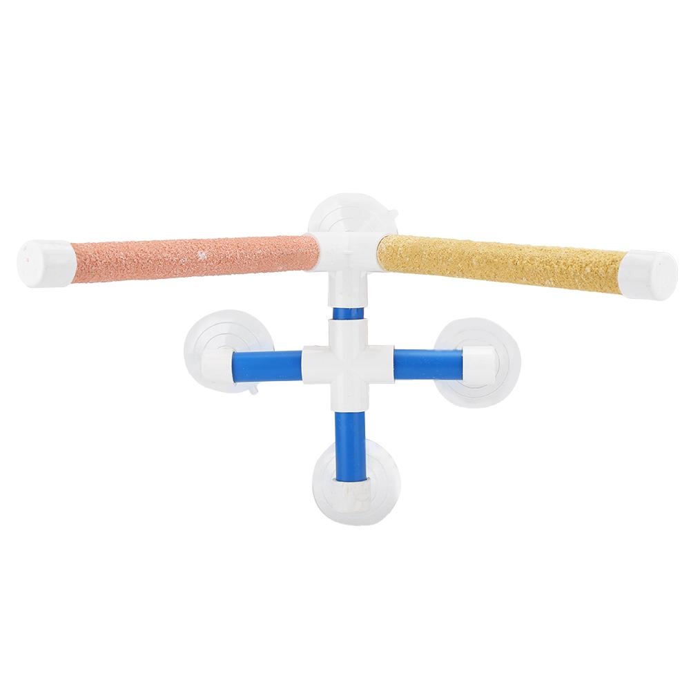 Parrots Shower Standing Pole Bathing Four Suction Cups Frosted Coating Bird Perch Toy