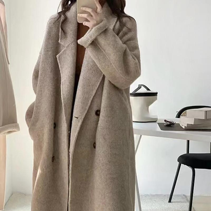 Women's Winter Baby Ostrich Wool Double-Sided Cashmere Coat Double-Breasted Coat