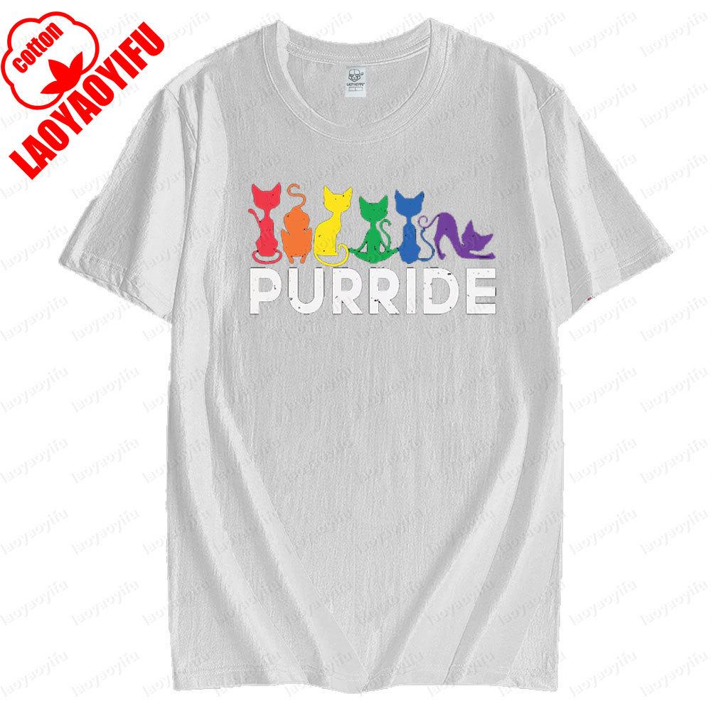 Rainbow Cat LGBT Symbol Tee Tops Gay Pride Month Tshirt Unisex Printed Tshirt Men Women Universal Casual Summer Short Sleeve