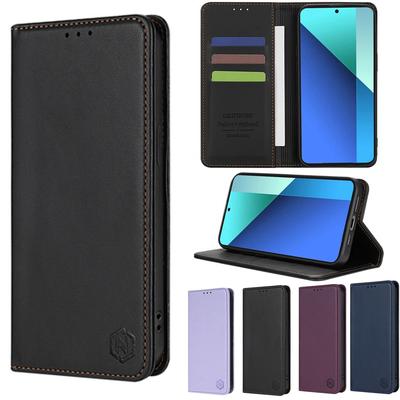 Чехол-книжка из кожи с магнитным слотом для телефона Samsung Galaxy S25 Ultra S24 FE S23 S22 S21 S20 S10 Plus A16 A35 A55
