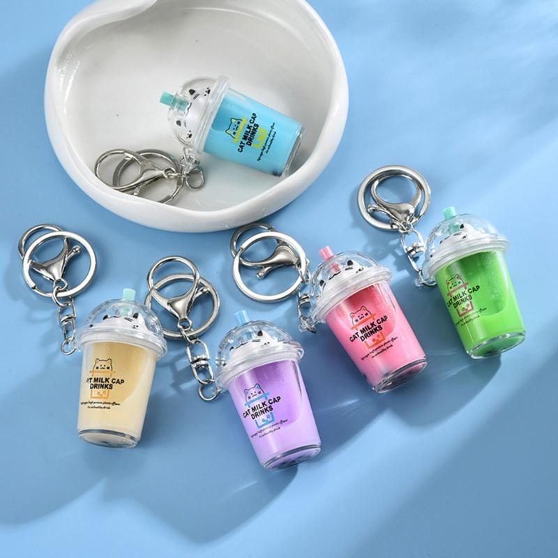 Подвеска Cat Bubble Tea, мультяшный чай с молоком, кулоны, брелоки, модные акриловые брелоки, украшения для рюкзаков и телефонов