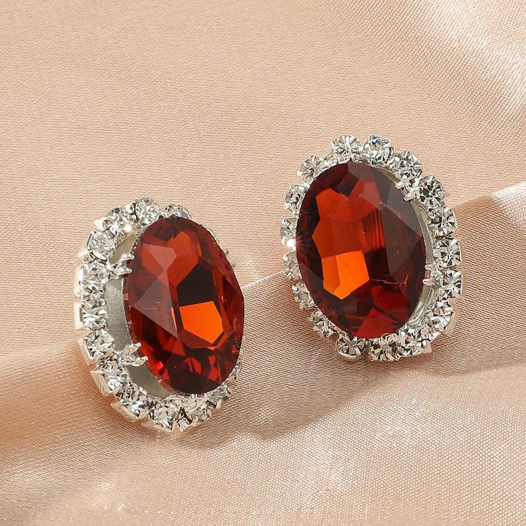 Oval Rhinestone Earrings for Women's High-grade Luxury Sparkling Crystal Earrings Earrings