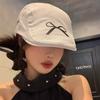 American Retro Bow Printing Forward Hats for Women 2024 New Spring and Summer Thin Sunshade Versatile Literary Berets Cap Y2k