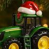 Christmas Ornament Tractor Wearing Xmas Hat Charm Festive Hanging Decoration Holiday Seasonal Home Accent