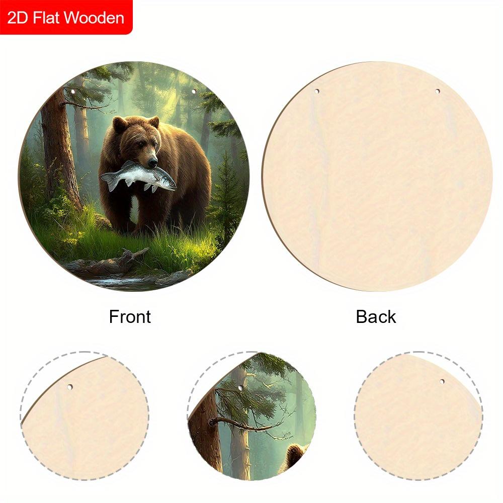 Wooden Sign with Bear Pattern Design - Unique Wall Pediments - Ideal for Front Door, Yard, Wall Decor