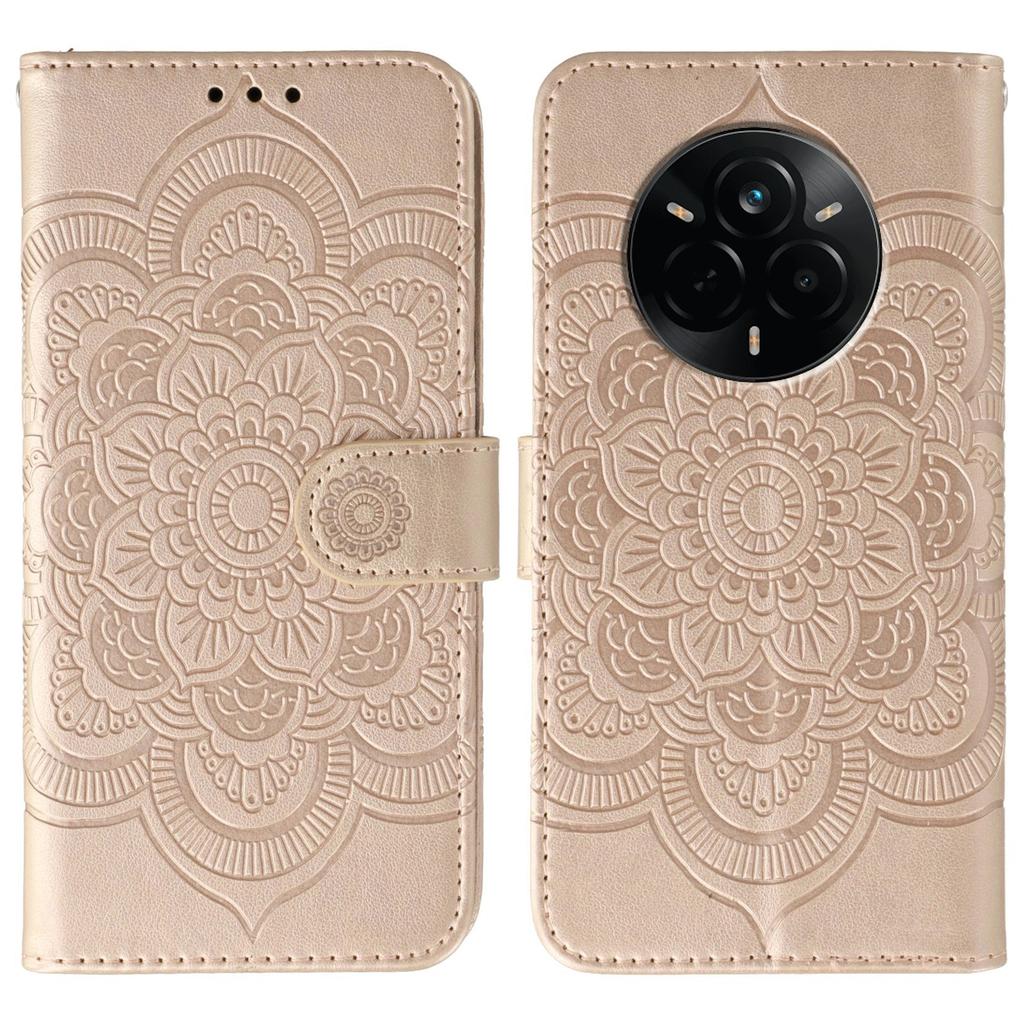 For Realme 14 Pro 5G Case PU Leather Mandala Imprinted Design Wallet Phone Cover