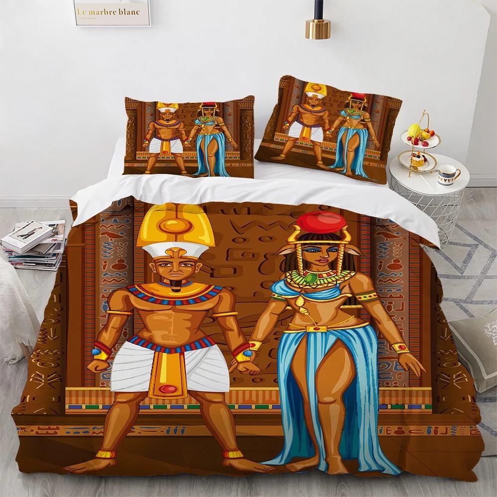 Egyptian Pharaoh Bedding Set Queen of Ancient Egypt Quilt Cover King African Tribe Exotic Civilization Polyester Duvet Cover