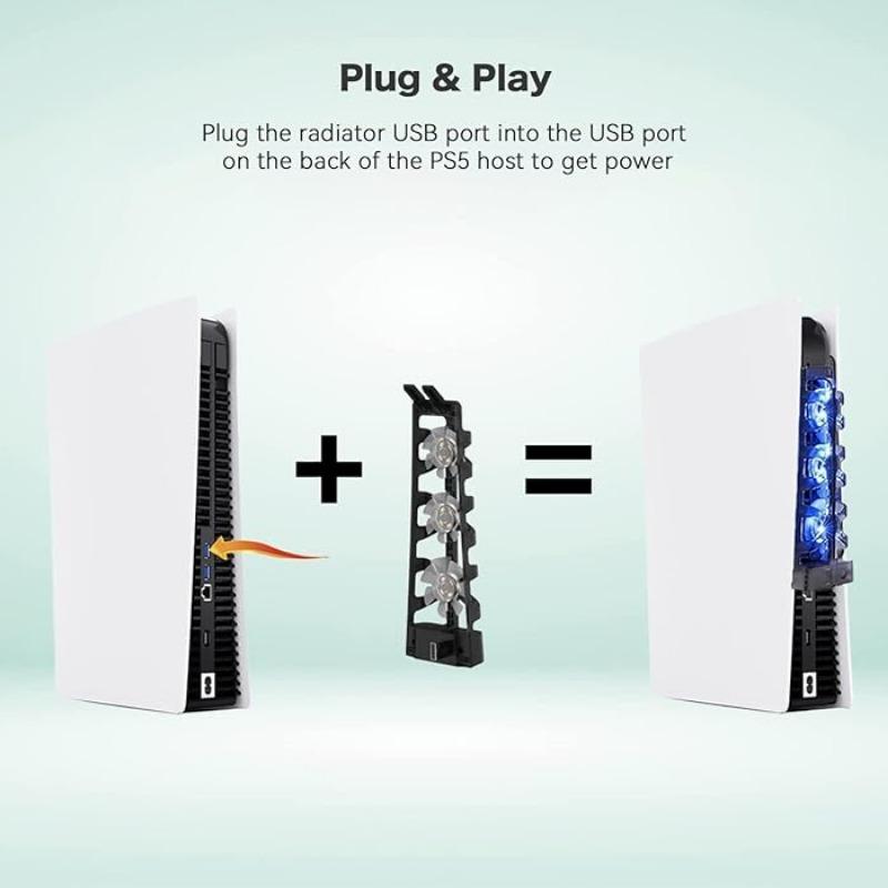 PS5 Консоль Вентилятор охлаждения для Геймпад Контроль температуры Игровой автомат Hub Вентилятор охлаждения Геймпад Радиатор Вентилятор Воздушный Охлаждающий Концентратор Воздушный Вентилятор Ray Задний Abs