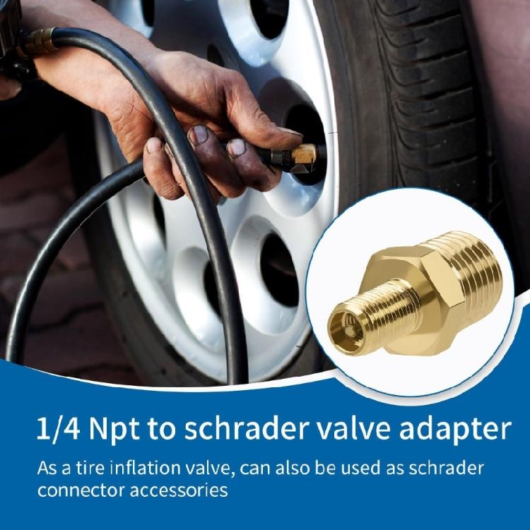 Pack Of 2 Brass Air Inflator Adapters 1/4 Inch NPT Valves Fit for Pneumatic Tool Automotive Tire Inflation And Air Tools