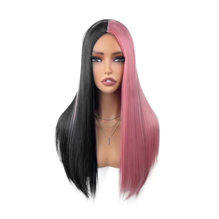 Europe America Africa Middle East Black Long Straight Wig Set Daily Fashion Wigs Exotic Style