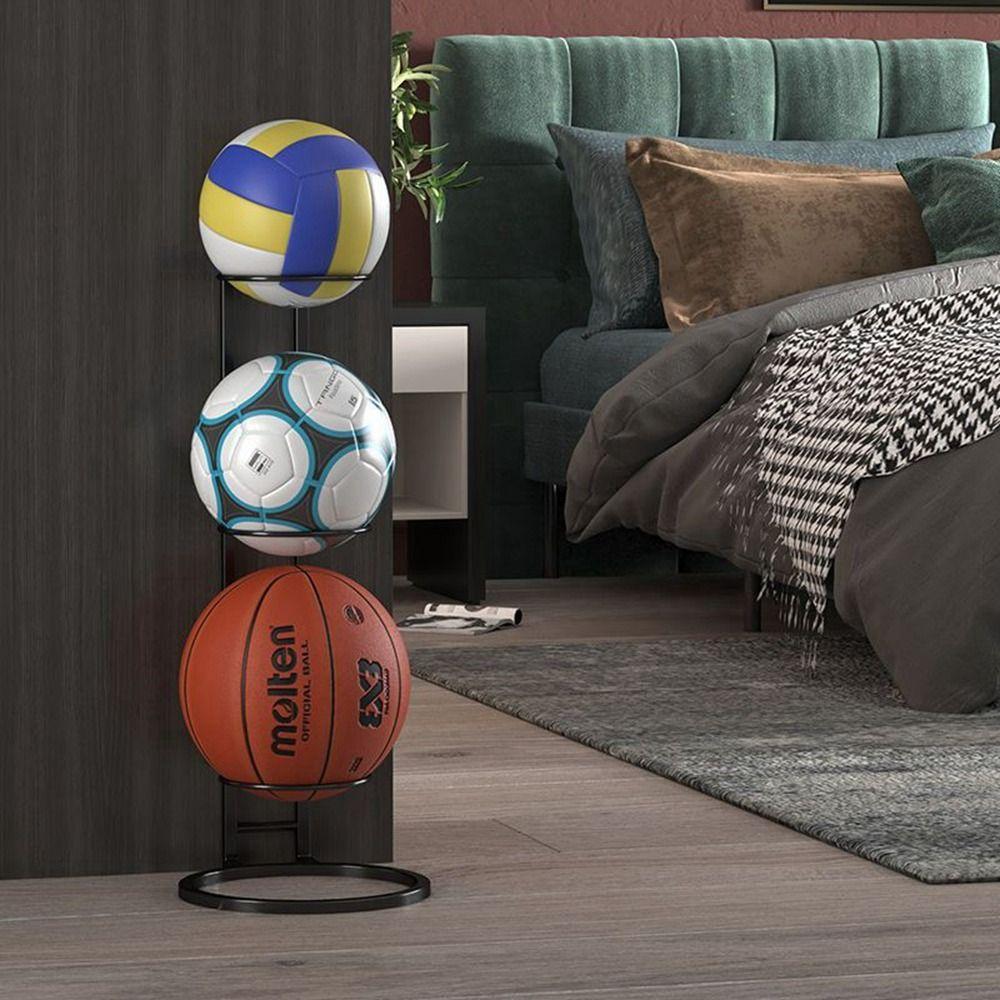 White Children Basketball Storage Rack Carbon Steel Football Display Rack Ball Placed Rack Home