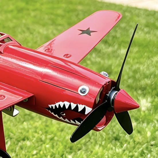 Красный Самолет Ветряной Спиннер 3D Кинетическая Металлическая Ветряная Скульптура 360 Вращающийся Ветряк Колышек Садовое Искусство для Переднего Крыльца Заднего Двора Газона Цветочной Клумбы Садового Декора