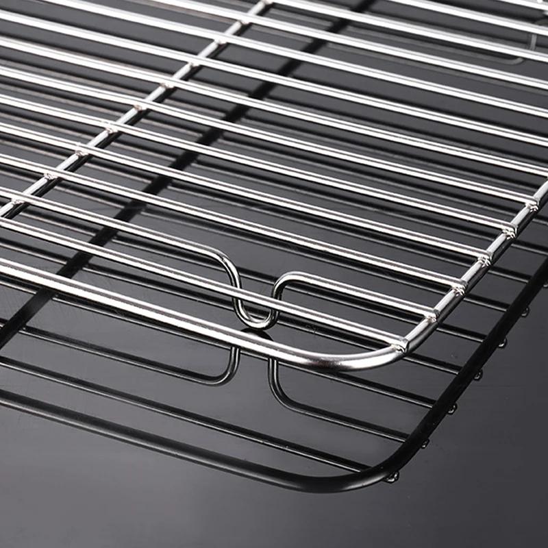 Baking Tray with Pastry Cooling Grid Rack Stainless Steel Barbecue Plate Nonstick Cake Pan Oven Baking Kitchen Bakeware Tools