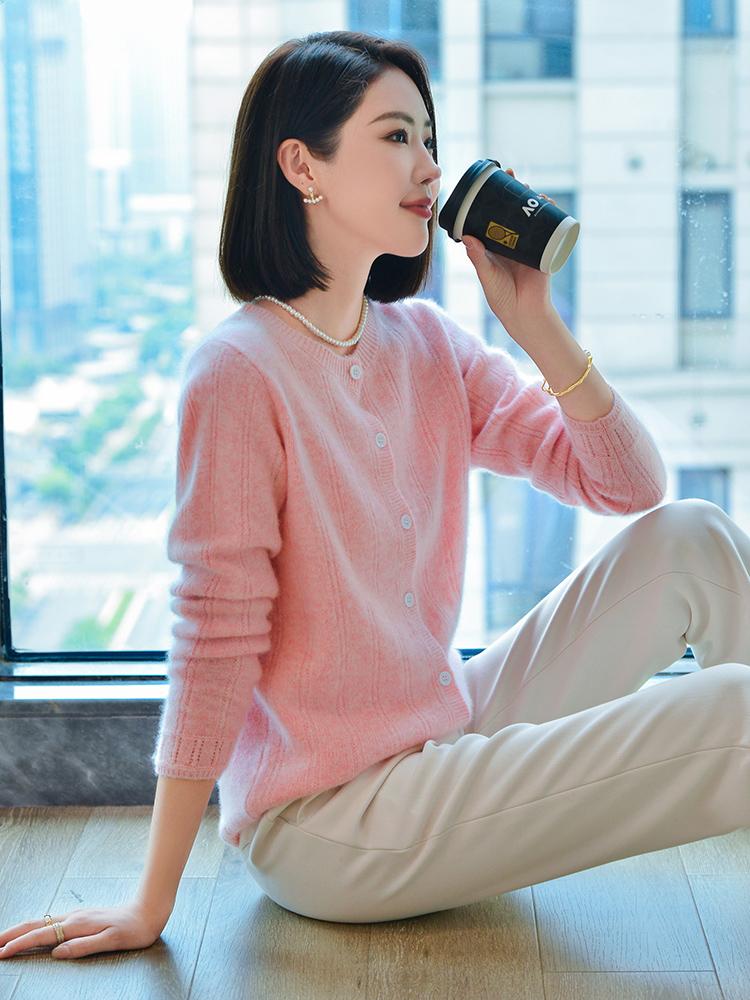 Женский кашемировый кардиган Qinghe кашемир 30% кашемир 70% шерсть осенне-зимний кашемировый кардиган мягкий и теплый