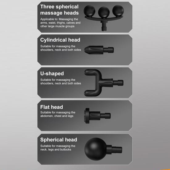 Мини перкуссионный массажер Портативный массажер для глубоких тканей 6 скоростей и 9 насадок Бесшумная работа Массажный инструмент для облегчения мышц