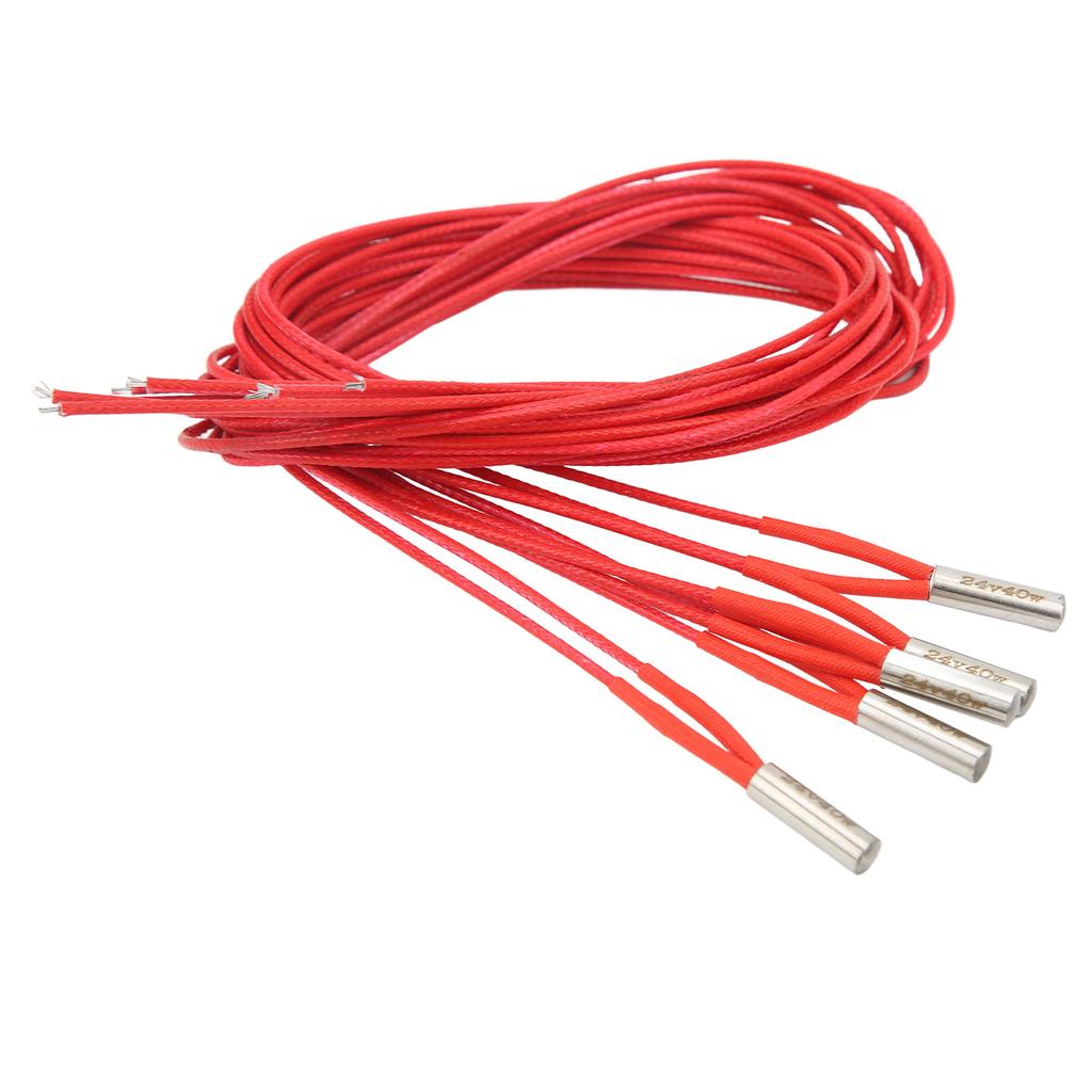 5Pcs Heater Cartridge DC 24V 40W Stainless Steel 6x20mm Accessory for 3D Printer 1m  3.28ft