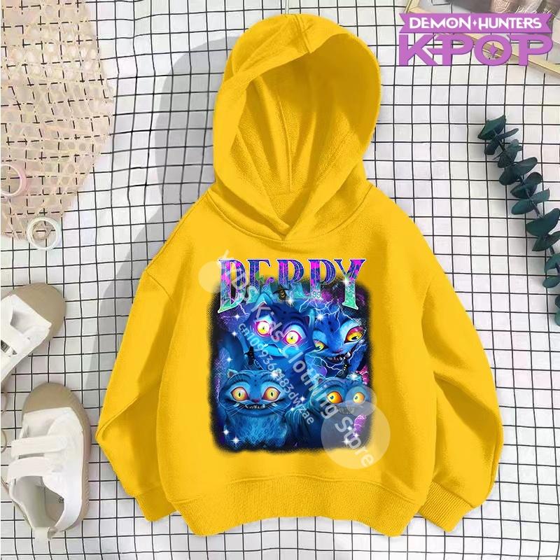 Одежда для маленькой девочки K-Pop Охотники на демонов Толстовка Девичья мода Повседневная толстовка Кино Новинка Детская K-Pop Охотники на демонов Толстовки с капюшоном