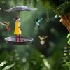 Hanging Bird Feeder Set with Metal Chain Umbrella Girl Design Light Metal Bird Feeders Easy Cleaning Feeder with Brush for Outdoor Garden Decoration