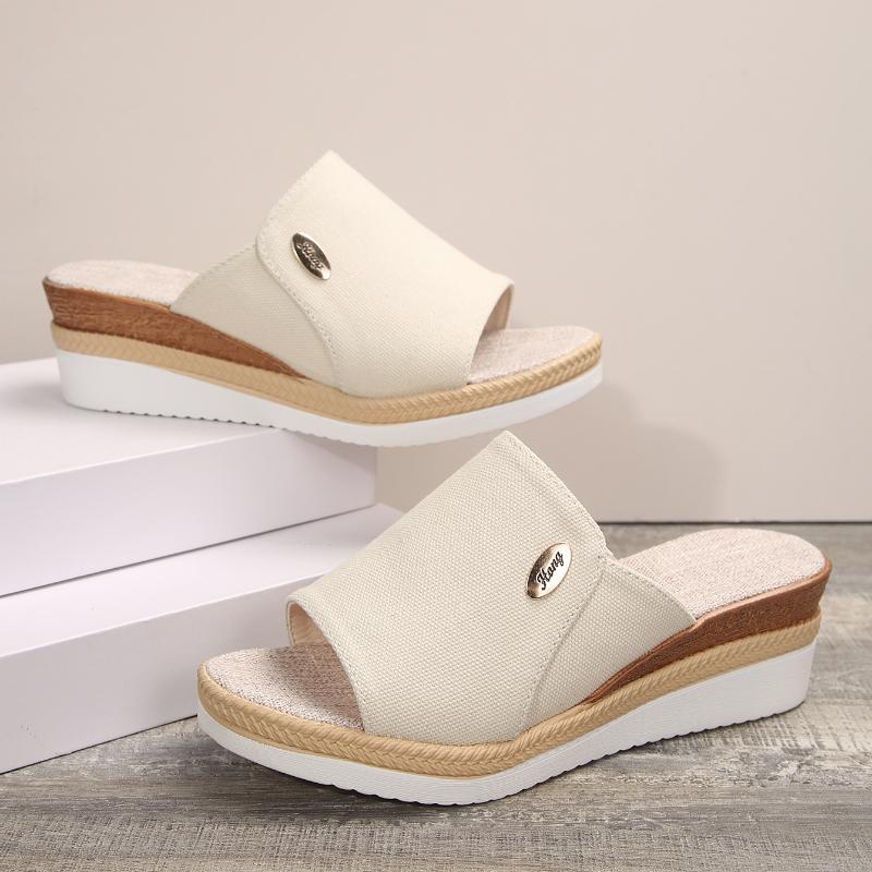 Мода 2024 года, новые женские модные босоножки на платформе, летние простые босоножки-гладиаторы с открытым носком на танкетке, женские нескользящие пляжные туфли на толстой подошве