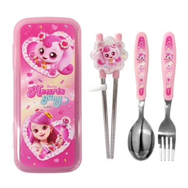 Reburn Sweet and Sour Catch Tiniping Noiseless Case+Proofed Chopsticks Set, Mixed Colors, Spoon+Chopsticks+Fork+Case, 1 Set, Korean Popular Tableware