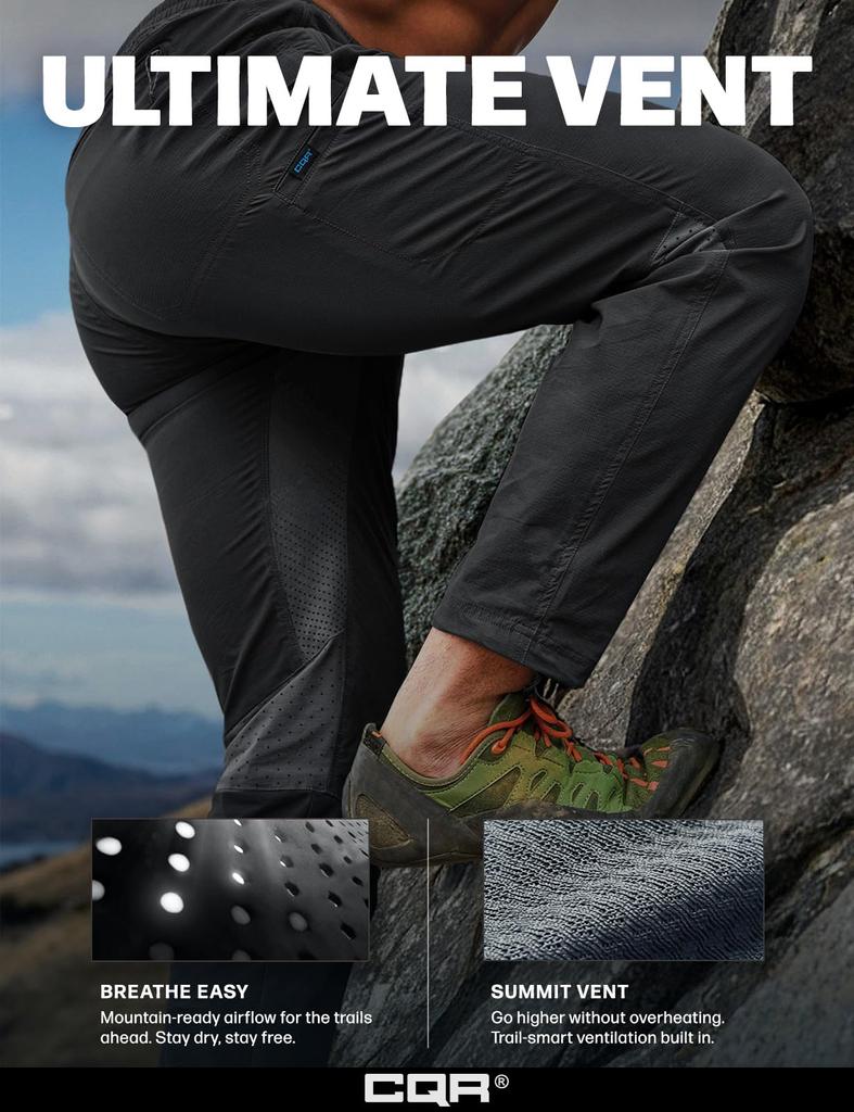 CQR Climbing со шнурком и многофункциональные Идеально подходят для и активного отдыха Мужские брюки рипстоп, Водоотталкивающие, Прохладные на ощупь, Влагоотводящие,