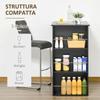 Kitchen Counter High Table with 3 Wooden Shelves. 112x57x106cm. Black