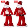 Бархатная плюшевая рубашка Санта-Клауса для маленьких девочек + брюки-клеш + шапка, рождественско-новогодняя одежда для детей 1-7 лет