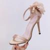 New High -Heeled Sandals Women Flower Satin 11cm High Heels Summer Wedding Shoes Women Silk Sandals Female Sexy Pumps Women