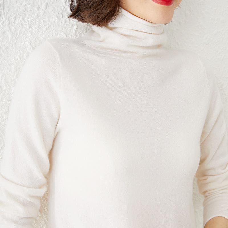 Women's Long Sleeve High Neck Knit Sweater - Loose Autumn/Winter Pullover Top