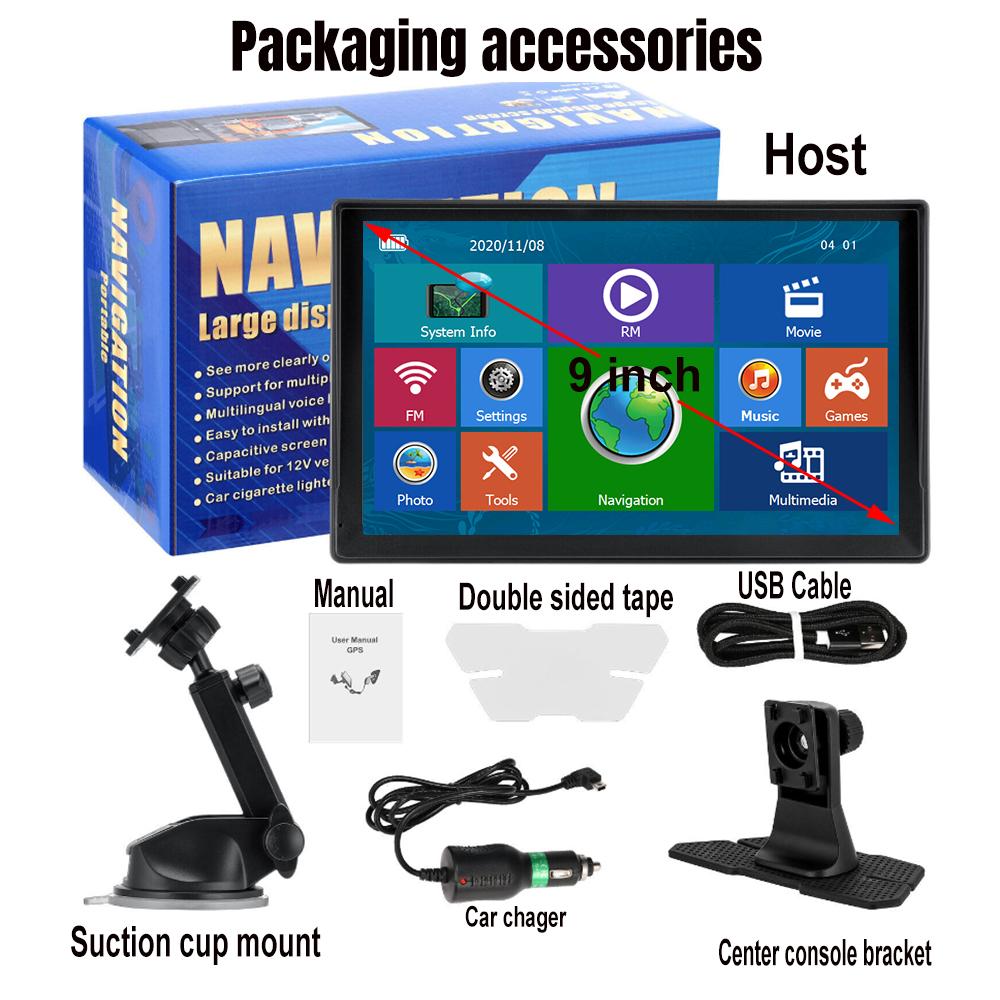 9-дюймовый GPS-навигатор для автомобиля, грузовика, аксессуары с большим экраном, инструменты HD, емкостный навигатор, 2024, бесплатное обновление, карта Европы, 8 ГБ