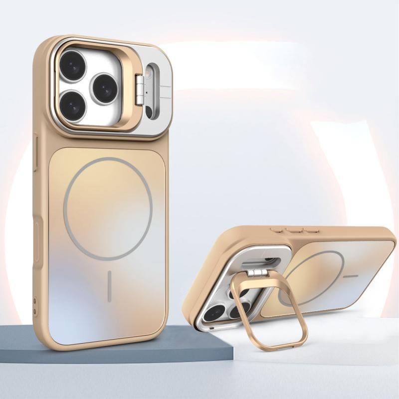 Роскошный матовый магнитный противоударный чехол AG для iPhone 17 16 15 14 Plus 13 12 11 ProMax Подставка Защита объектива Задняя крышка
