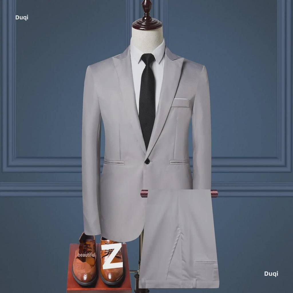 Men's Business Casual Korean Two-Piece Suit - Professional & Formal, Perfect for Groomsmen
