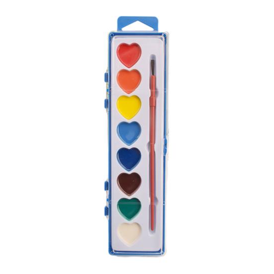 8 Colors Heart Watercolor Washable Water with Brush Valentine's Color Paint Paint Set Day Gifts