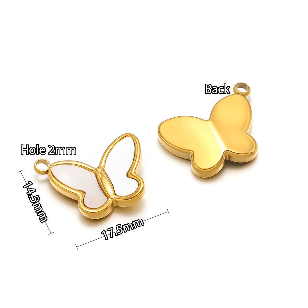 5pcs Stainless Steel Heart Shell Charms Butterfly Pendants for DIY Jewelry Supplies Women Necklace Findings Earrings Making