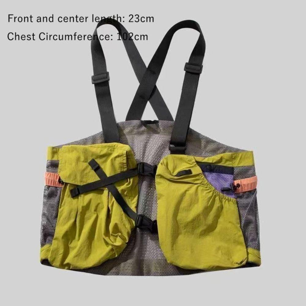 Mesh Material Multi Pocket Vest Breathable Fabric Sleeveless Vest Versatile Mesh Vest Climbing