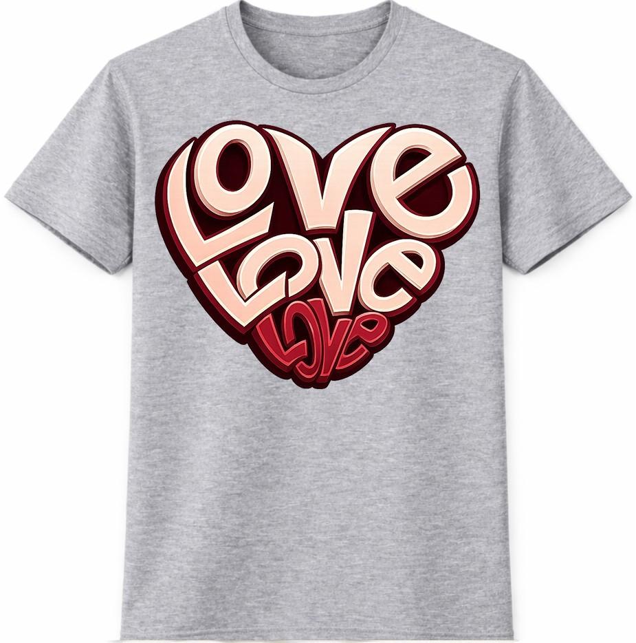 Love Heart T-Shirt Valentines Day Gift Funny Cute Girlfriend Boyfriend Tee